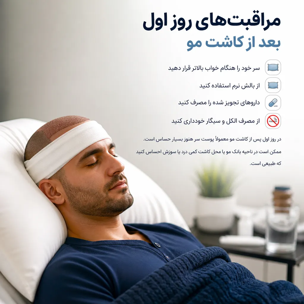 مراقبت&zwnj;های روز اول بعد از کاشت مو