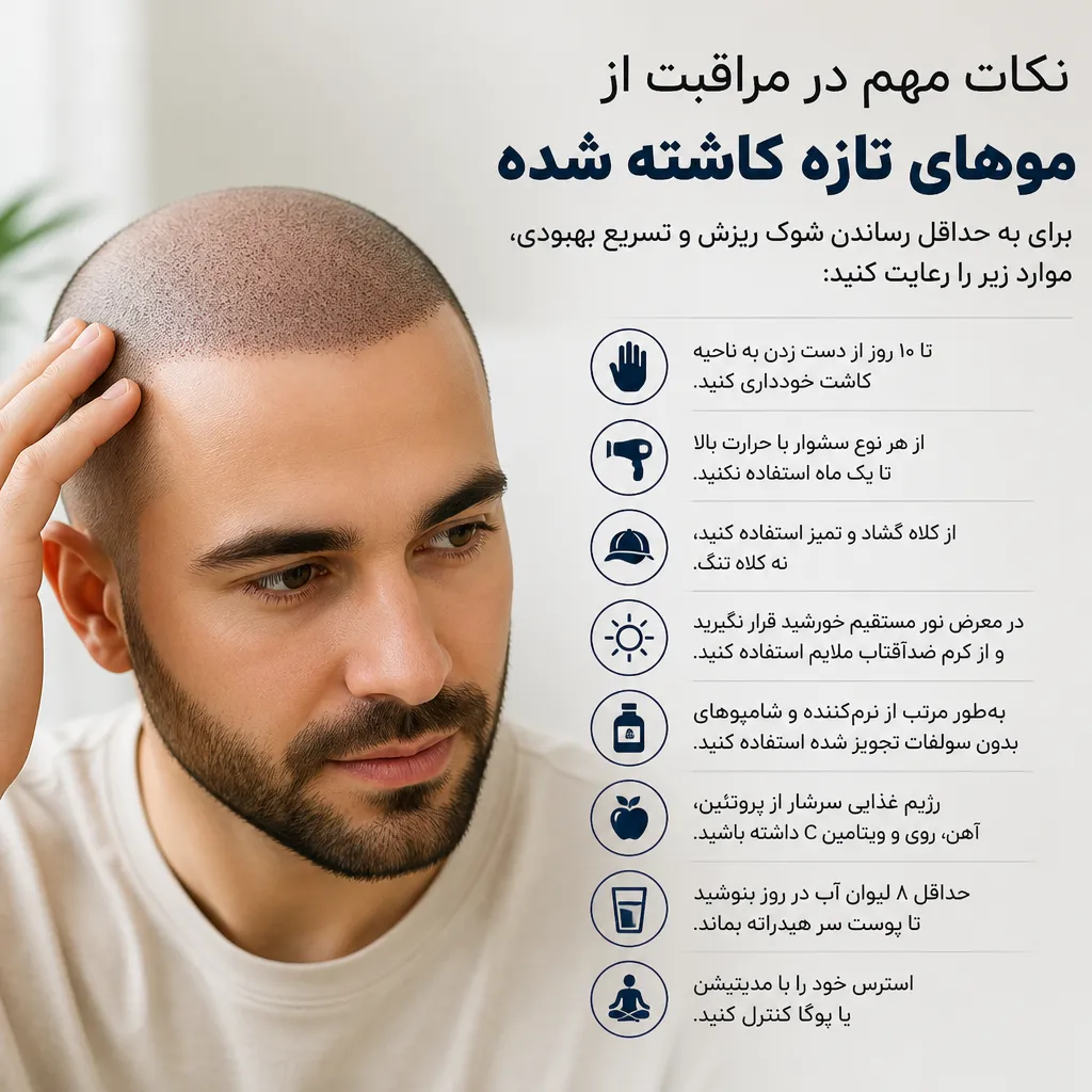 شوک ریزش بعد از کاشت مو چیست و تا چه زمانی ادامه دارد؟ 3 نکات مهم در مراقبت از موهای تازه کاشته شده