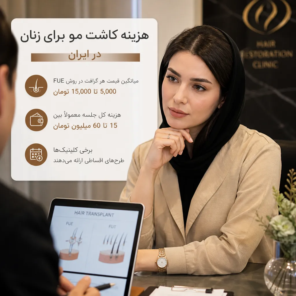 کاشت مو برای زنان چگونه انجام میشود؟ شرایط، محدودیتها و میزان موفقیت 4 هزینه کاشت مو برای زنان در ایران