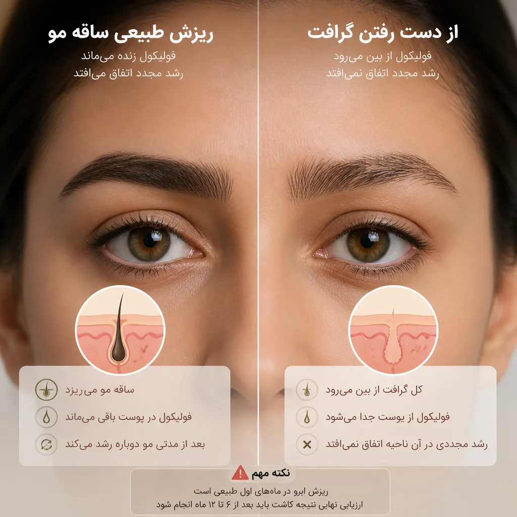 تفاوت ریزش طبیعی ساقه مو با از دست رفتن گرافت چیست؟