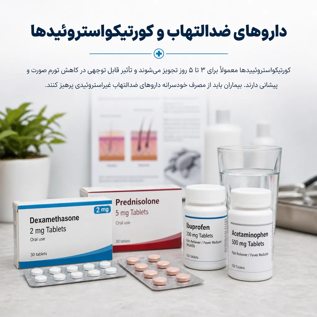چه داروهایی بعد از کاشت مو تجویز میشوند و چرا؟ 2 داروهای ضدالتهاب و کورتیکواستروئیدها