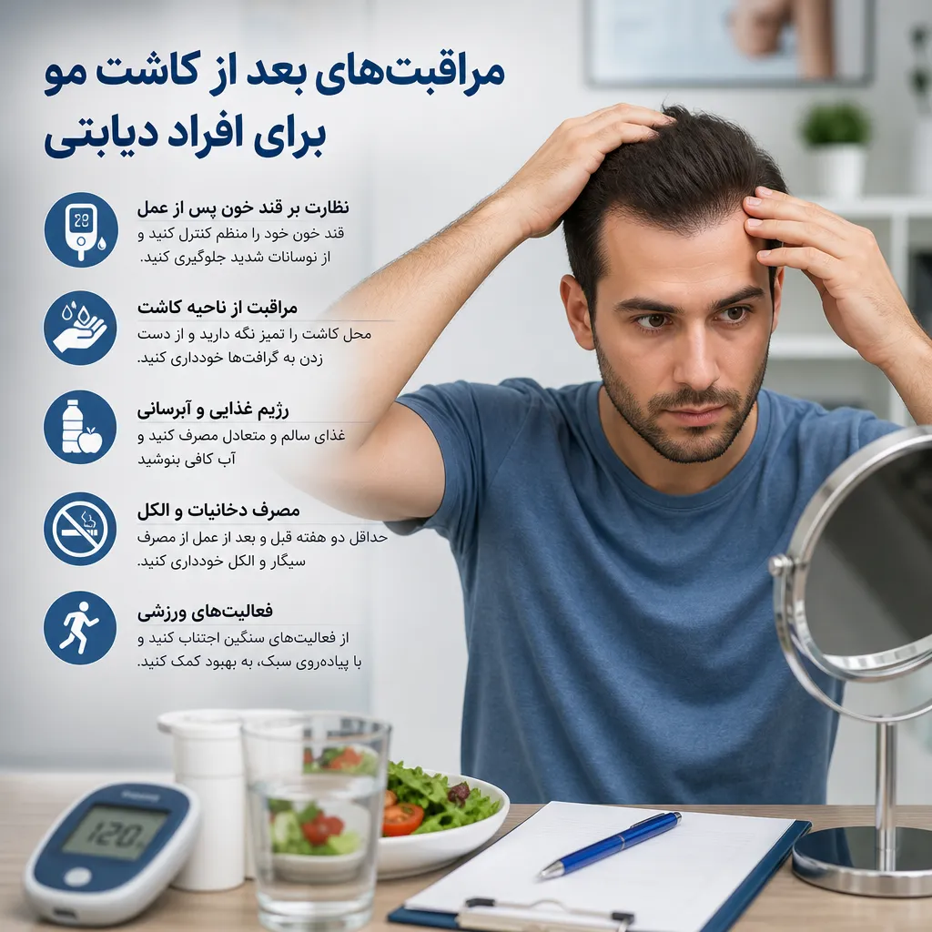 مراقبت‌های بعد از کاشت مو برای افراد دیابتی