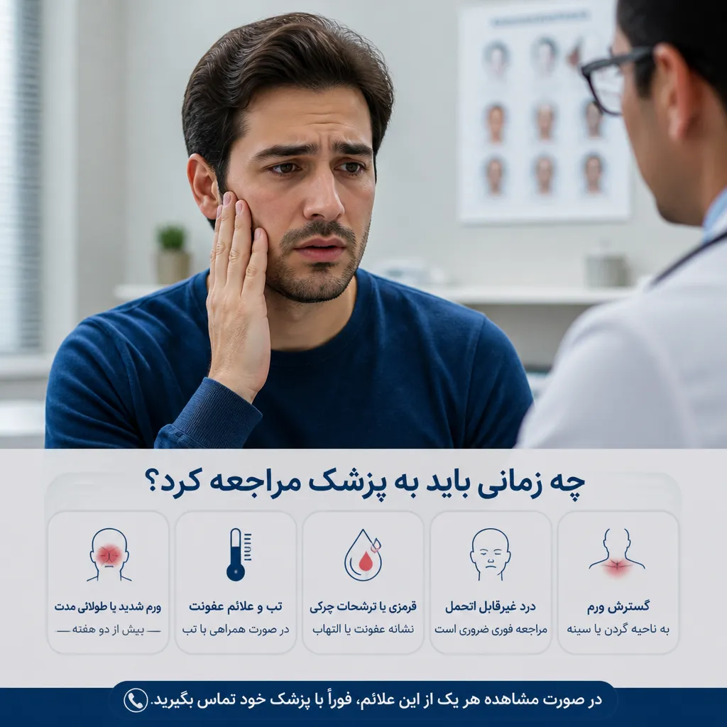 درمان ورم صورت و چشم بعد از کاشت مو: راهکارهای علمی و عملی 3 چه زمانی باید به پزشک مراجعه کرد؟
