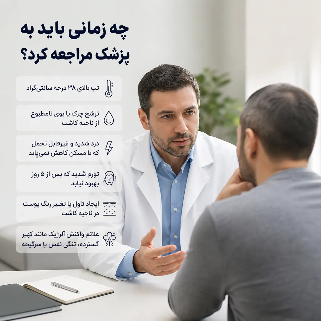 عوارض کاشت ابرو چیست و چگونه میتوان آنها را کاهش داد؟ 3 چه زمانی باید به پزشک مراجعه کرد؟
