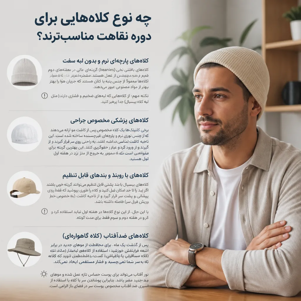 آیا بعد از کاشت مو می توان کلاه گذاشت؟ 3 چه نوع کلاههایی برای دوره نقاهت مناسبترند؟