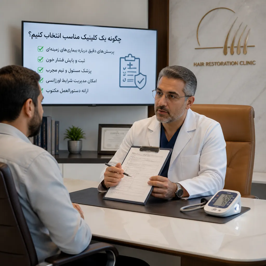 شرایط کاشت مو برای افراد مبتلا به فشار خون بالا 4 چگونه یک کلینیک مناسب انتخاب کنیم؟