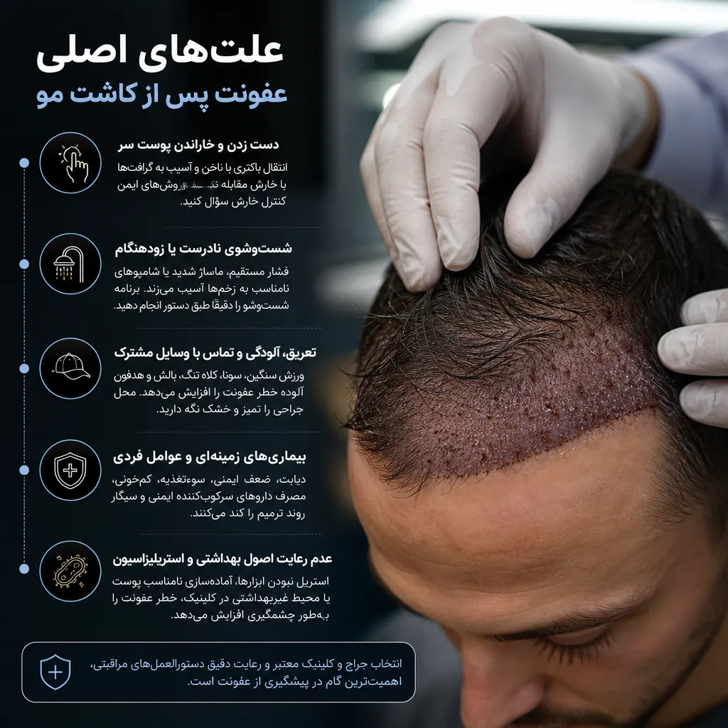 علت‌های اصلی عفونت پس از کاشت مو
