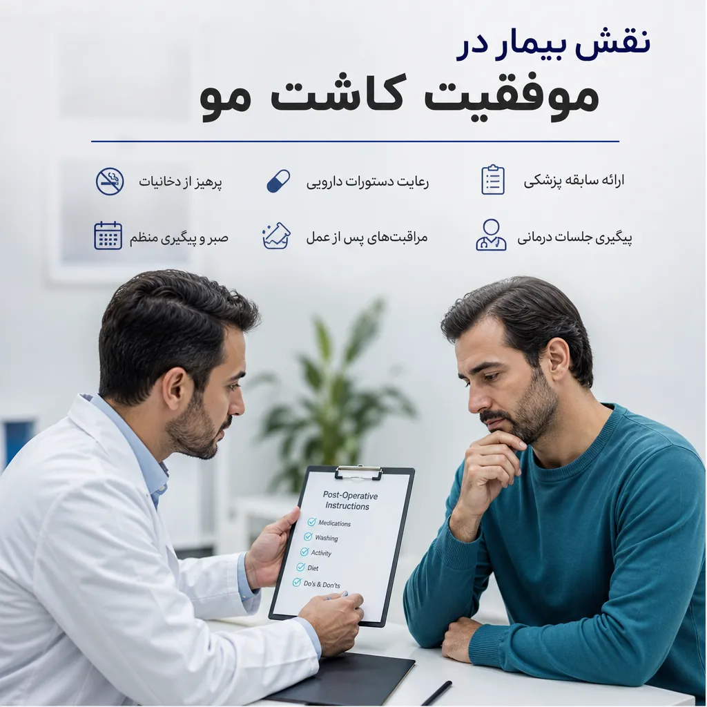نقش بیمار در موفقیت کاشت مو